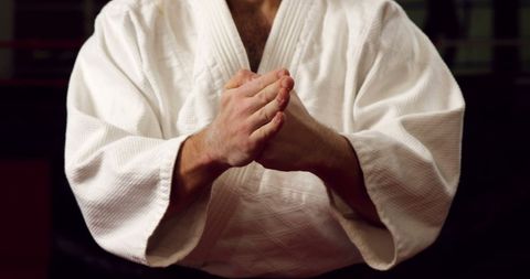 Karate Practitioner in Close-Up Gi Grip Stance at Dojo - Download Free Stock Images Pikwizard.com