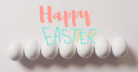 Happy easter with white eggs on minimalist background
