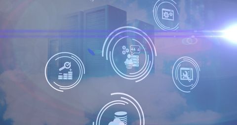 Digital Interfaces and Server Icons in Cloud Environment - Download Free Stock Images Pikwizard.com
