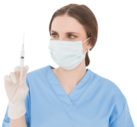 Female Doctor in Mask Holding Syringe and Observing Transparent Background - Download Free Stock Videos Pikwizard.com