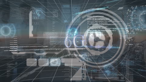 Futuristic 6G Innovation Display with Digital Interface