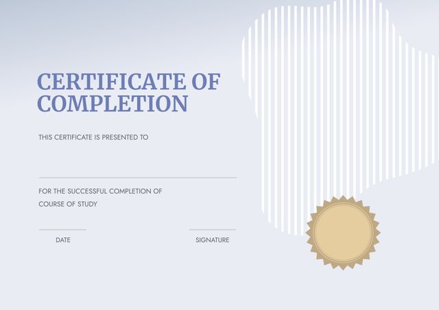 Certificate of Completion Template with Minimalistic Design - Download Free Stock Templates Pikwizard.com