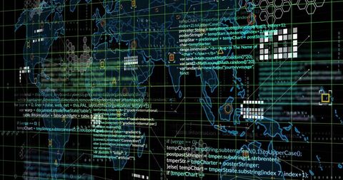 Global Data Processing with Futuristic World Map Hologram - Download Free Stock Images Pikwizard.com