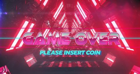Neon Game Over Banner with Cyberpunk Aesthetic