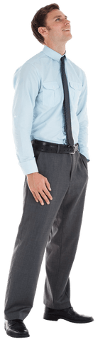 Transparent Businessman Smiling Looking Upwards
