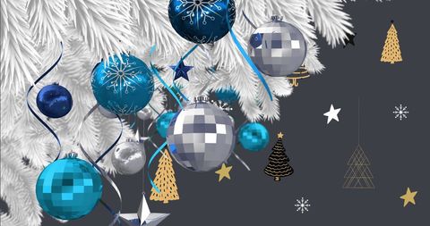 Festive Christmas Baubles and Decor on Monochrome Background