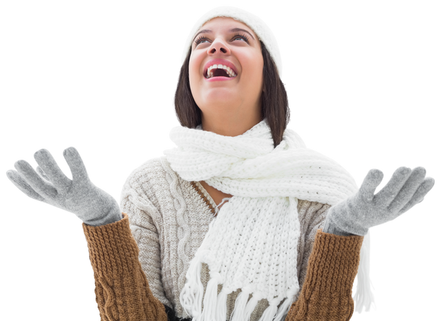 Happy Caucasian Woman Celebrating Winter in Transparent Background - Download Free Stock Videos Pikwizard.com