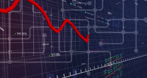 Declining Graph with Digital Data Interface Concepts