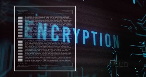 Futuristic digital interface with encryption focus