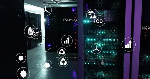 eco-friendly data center with renewable energy indicators - Download Free Stock Images Pikwizard.com