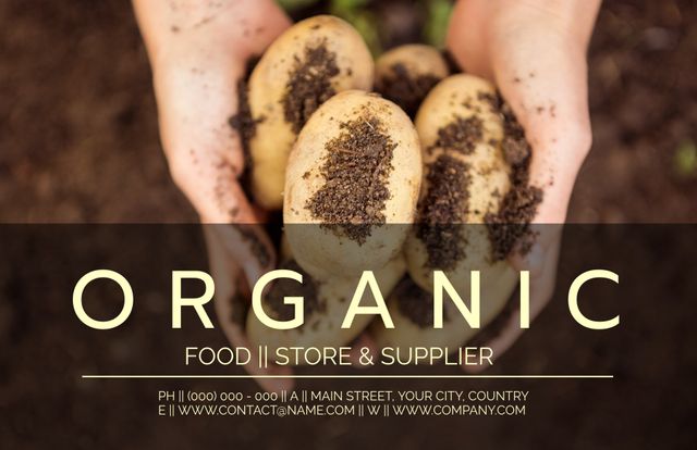 Organic Food Store and Supplier Flyer with Fresh Potatoes - Download Free Stock Templates Pikwizard.com