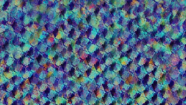 Colorful abstract mosaic with overlapping patterns and vibrant colors