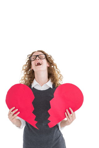 laughing woman holding transparent broken heart card - Download Free Stock Videos Pikwizard.com