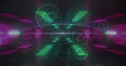 Futuristic Virtual Space with Digital Icons and Neon Lights - Download Free Stock Images Pikwizard.com