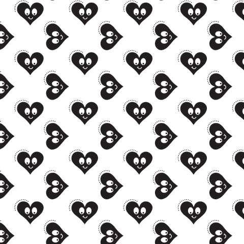 Black hearts pattern on transparent background seamless design