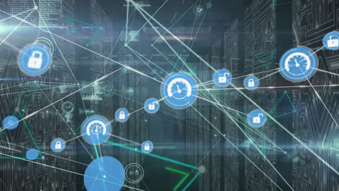 Connecting Icons in Digital Server Room Animation