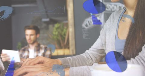 Focus on team collaboration in modern workspace