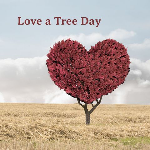 heart-shaped tree landscape celebrating love a tree day - Download Free Stock Templates Pikwizard.com