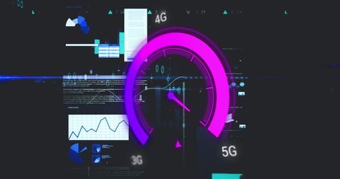 futuristic data processing with speedometer and digital interface - Download Free Stock Images Pikwizard.com