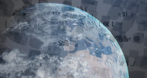 Digital Earth with Futuristic Data Overlay