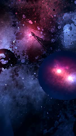 Sliding neon orb revealing pulsing nebula vertical loop for cosmic background