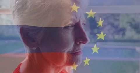 Elder woman contemplating eu-russian paradigm