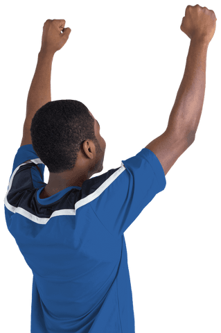 Transparent Cheering Football Fan Celebrating Victory in Blue Jersey