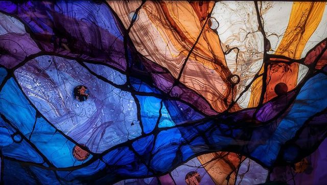 Vibrant digital stained glass panel art