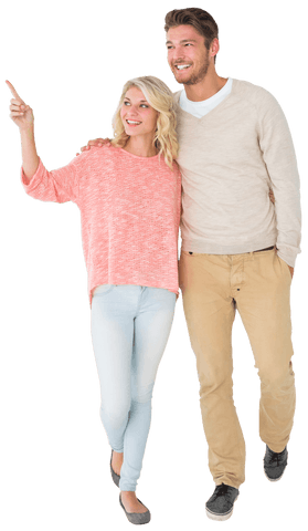 transparent smiling couple pointing walking cheerful mood - Download Free Stock Videos Pikwizard.com