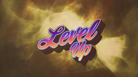 Retro Neon Level Up Text with Light Effects