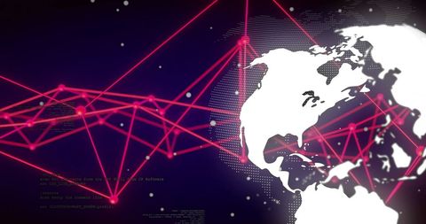 Global network connections around digital globe communication