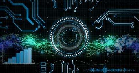 Digital Interface with Scope Scanner and Circuit Board - Download Free Stock Images Pikwizard.com