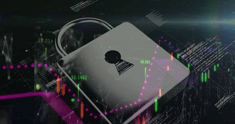 Financial Data Security with Digital Lock and Network Connections - Download Free Stock Images Pikwizard.com