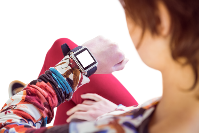 Transparent Smartwatch Woman Checking Time Outdoors - Download Free Stock Videos Pikwizard.com