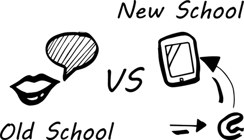 Digital vs traditional communication concept illustration transparent background