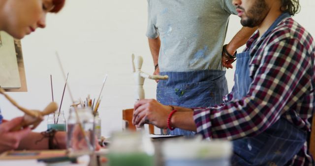 Artists Working on Sculptures in Art Studio - Download Free Stock Images Pikwizard.com