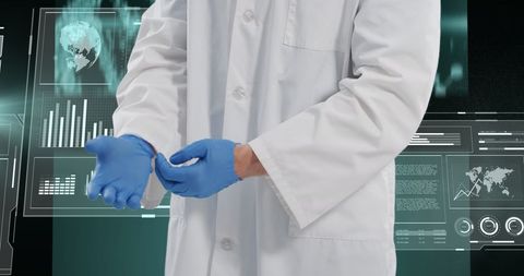 Doctor Wearing Gloves Navigating Digital Medical Data - Download Free Stock Images Pikwizard.com