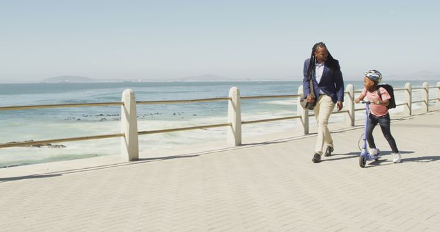 Father and Son Enjoy Time Together by Oceanside Path - Download Free Stock Images Pikwizard.com