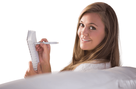 Transparent Background Young Woman Writing in Notebook - Download Free Stock Videos Pikwizard.com