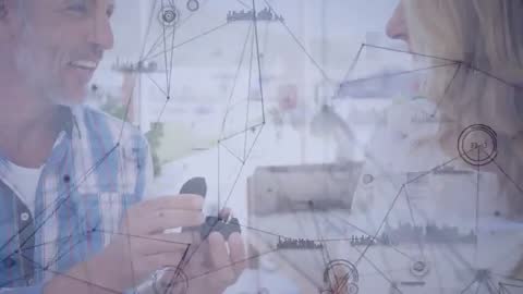 Romantic Proposal with Digital Technology Overlay Taking Place