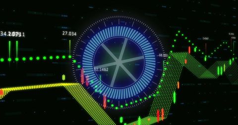 Rotating Neon Financial Scanner on Digitized Background - Download Free Stock Images Pikwizard.com