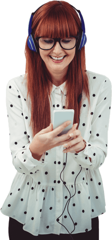 smiling woman in transparent headphones using smartphone - Download Free Stock Videos Pikwizard.com