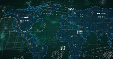 Digital Data Analytics over Global Stylized Map - Download Free Stock Images Pikwizard.com