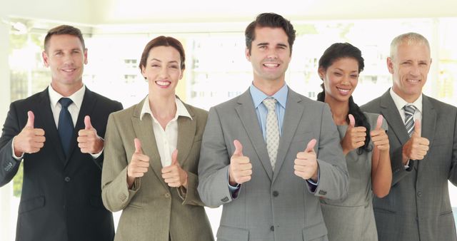 Confident Business Team Giving Thumbs Up in Modern Office - Download Free Stock Images Pikwizard.com