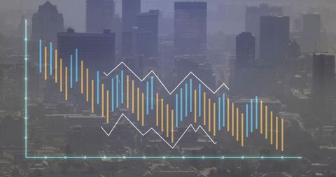 Data Analysis Over Urban Skyline with Trend Chart