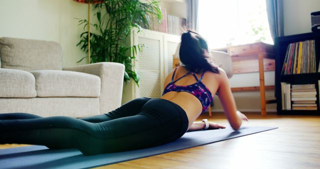 Woman Practicing Yoga in Bright Modern Living Room at Home - Download Free Stock Images Pikwizard.com