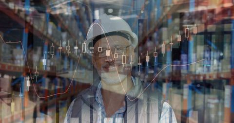 Warehouse Worker with Financial Data Overlay - Download Free Stock Images Pikwizard.com