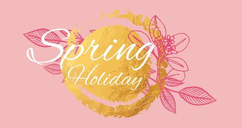 Spring Holiday Design with Floral Elements on Pink Background