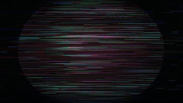 Futuristic Digital Sphere with Multicolored Glitch Effect