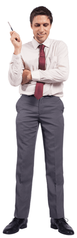 Smiling Caucasian Businessman in Formal Attire on Transparent Background